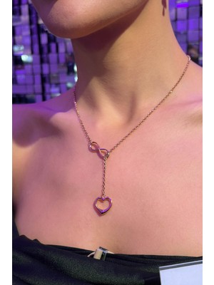 Fiyonk Kuyumculuk 14 Ayar Altın Sonsuz Aşk Kolyesi Asansörlü Altın Kolye