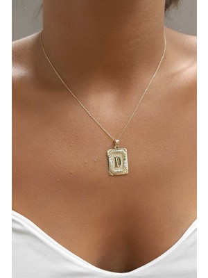 Fiyonk Kuyumculuk 14 Ayar Altın Dikdörtgen Harf Kolye