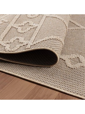 Carpettex Balkon Teras Bahçe Dış Mekan Halısı Iskandinav Desenli Bej Renkli Halı