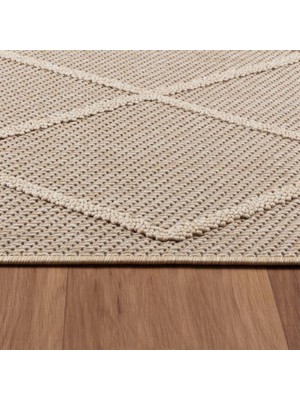 Carpettex Balkon Teras Bahçe Dış Mekan Halısı Iskandinav Desenli Bej Renkli Halı