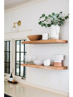 70 cm 70CM 2li Masif Duvar Rafı Kütüphane Kitaplık Banyo ve Mutfak Düzenleyici 70CM 2lı Ahşap Raf K