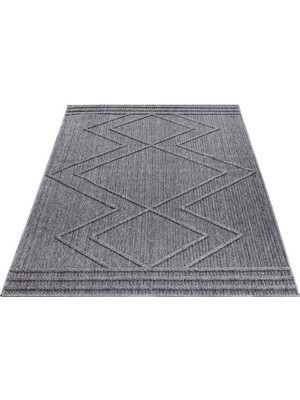 Carpettex Balkon Teras Bahçe Mutfak Dış Mekan Halısı Iskandinav Tarzı Geometrik Desenli Gri Renkli Halı