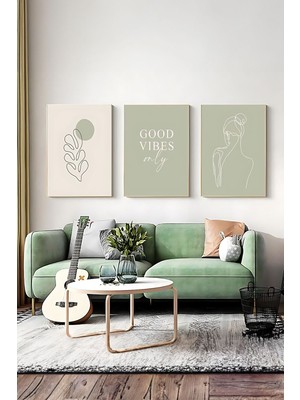 Artavessa Modern Tema MDF Tablo Seti 3 Parça 20 x 30 cm Çerçeve Görünümlü Karışık Renkli