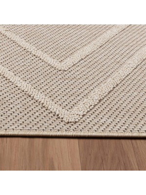 Carpettex Balkon Teras Bahçe Mutfak Dış Mekan Halısı Iskandinav Tarzı Geometrik Desenli Bej Renkli Halı