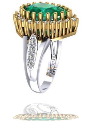 Beyisa Hürrem Sultan Serisi Yeşil Yeşim Zirkon Taşlı 925 Ayar Otantik Kadın Yüzük