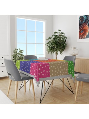 Parçalı Çiçekli Desenli Süet Dertsiz Masa Örtüsü