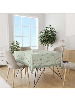 Sarı Pembe Çiçekler Desenli Süet Dertsiz Masa Örtüsü