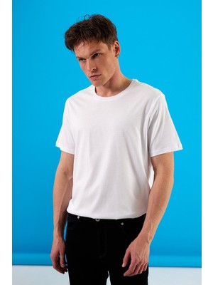 Vena Erkek Ken Beyaz Bisiklet Yaka Regular Fit Basic Tişört