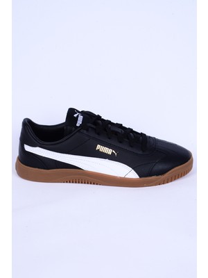 Puma 389406-05 Club 5V5 Deri Bağcıklı Rahat Taban Siyah-Beyaz Sneaker Günlük Erkek Spor Ayakkabı