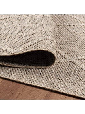 Carpettex Balkon Teras Bahçe Mutfak Dış Mekan Halısı Iskandinav Desenli Bej Renkli Halı