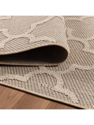 Carpettex Balkon Mutfak Teras Bahçe Dış Mekan Halısı Iskandinav Desenli Bej Renkli Halı