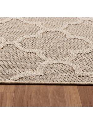 Carpettex Balkon Mutfak Teras Bahçe Dış Mekan Halısı Iskandinav Desenli Bej Renkli Halı