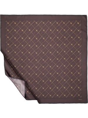 Ipekevi Ipek Monogram Tivil Eşarp 1141-KAHVE Gold