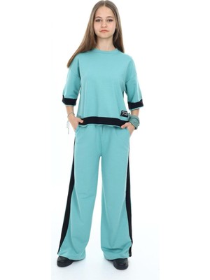 Asortix Kız Çocuk Pamuk Oversize Yarım Kol Alt-Üst Eşofman Takım-AÜT-0008