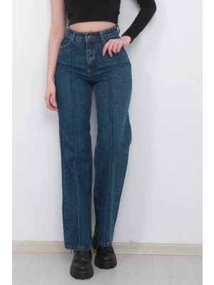 Asortix Kız Çocuk Denim Bol Paça Yüksek Bel Kot Pantolon-Pnt-0035