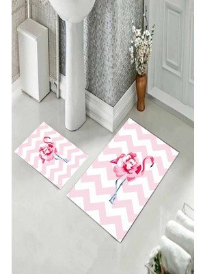 Pelangi Banyo Halısı Ikili Klozet Takımı Kaymaz Tabanlı (60  cm   x  100  cm  + 40  cm   x  60  cm )