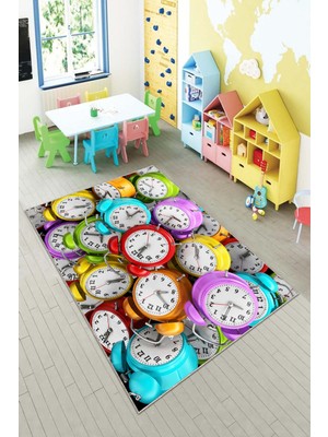 Pelangi Desenli Renkli Dijital Baskılı Yıkanabilir Kaymaz Taban Modern Mutfak Halısı (Süngersiz)