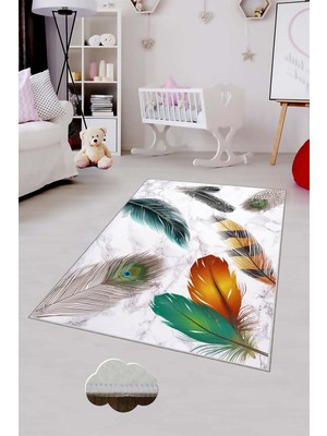 Pelangi Desenli Renkli Dijital Baskılı Yıkanabilir Kaymaz Taban Modern Mutfak Halısı (Süngersiz)