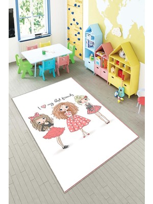 Pelangi Desenli Renkli Dijital Baskı Yıkanabilir Kaymaz Taban Modern Çocuk Halısı Ve Yolluk.