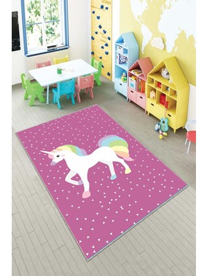 Pelangi Desenli Renkli Dijital Baskı Yıkanabilir Kaymaz Taban Modern Çocuk Halısı Ve Yolluk.