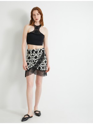 Koton Mini Etek Normal Bel Püskül Detaylı Viskon