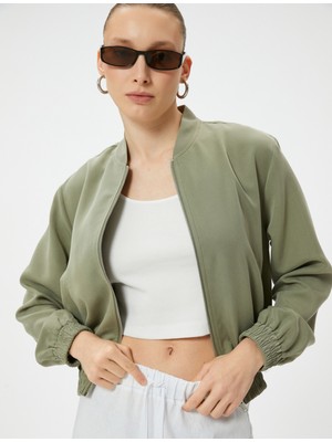 Koton Bomber Ceket Fermuarlı Beli Lastikli Cepli Modal Karışımlı