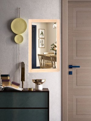 Mirrorss Doğal Ahşap Duvar Hol Antre Ayna (BOY64CM-EN37CM)