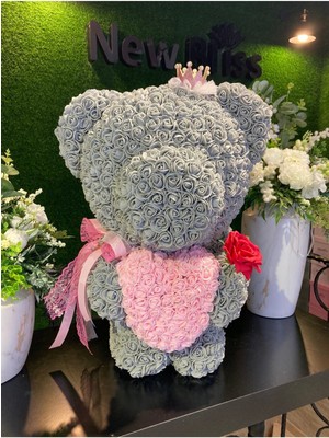 New Bliss Özel Tasarım El Yapımı Teddy Rose Bear Güllü Ayıcık 53 cm