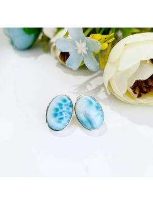 Eysell Jewellery Larimar Taşı Doğal Taş Gümüş Küpe 00676