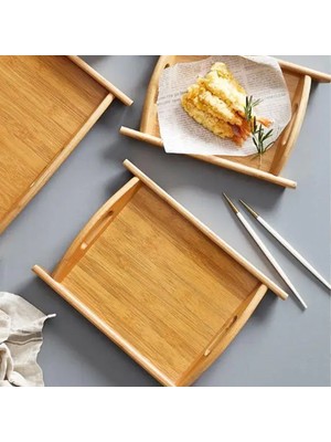 Keyfim Shop 3'lü Bambu Tepsi 32*37*43 cm