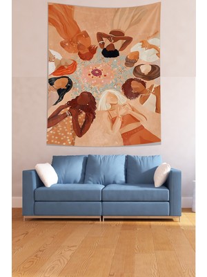 Pelangi  Illüstrasyonu Leke Tutmaz Kumaş Duvar Örtüsü Duvar Halısı Tapestry