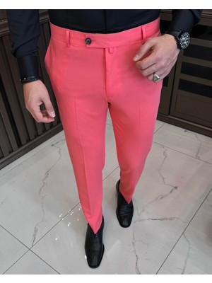 Terzi Adem Altun Italyan Stil Slim Fit Erkek Pantolon Pembe T11624