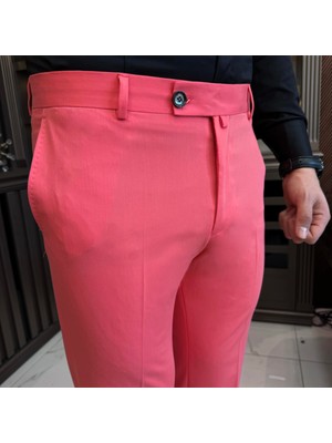 Terzi Adem Altun Italyan Stil Slim Fit Erkek Pantolon Pembe T11624