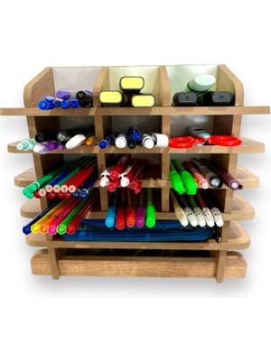 Ceren Wooden Ahşap Kalemlik Masa Üstü Organizer