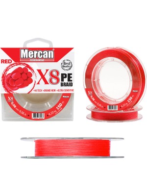 Mercan Pe Örgü Ultra X8 Kırmızı Ip 150M Makara Misina