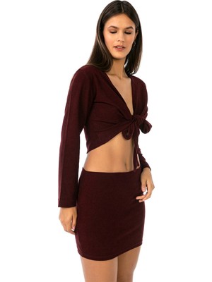 Camenta Kaşkorse Mini Etek ve Kruvaze Bluz Alt-Üst Takım