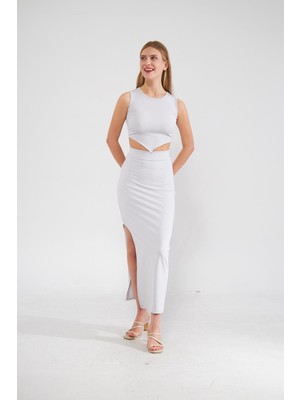 Camenta Gri Scuba Etek Crop Alt-Üst Takım