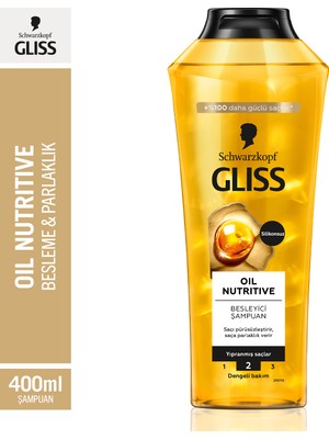 Gliss Oil Nutritive  Omega 9 ve Marula Yağı içeren Besleyici Şampuan 400 ml Yıpranmış Saçlar