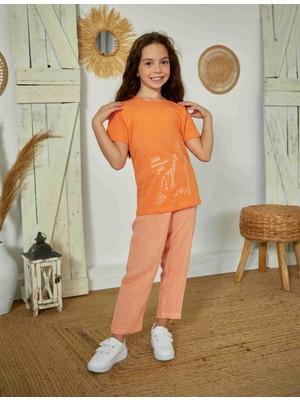 Weweus Turuncu Kız Çocuk Pijama Takımı 823