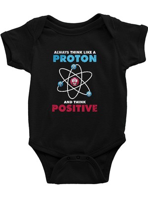 Darkhane Fizik Atom Proton Pozitif Siyah Unisex Bebek Body - Zıbın