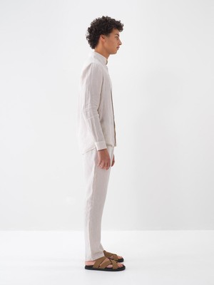 Xint Erkek Naturel %100 Keten Regular Fit Pantolon