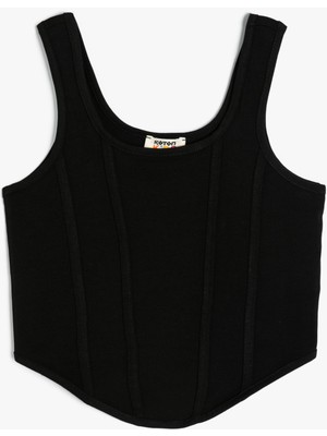 Koton Crop Atlet Askılı Yuvarlak Yaka Ribanalı Pamuklu