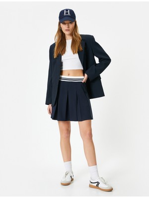 Koton Mini Pileli Etek Beli Ribanalı Şeritli