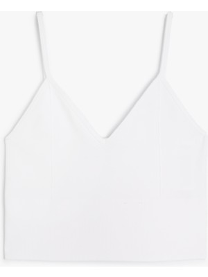 Koton Ince Askılı Crop Atlet V Yaka