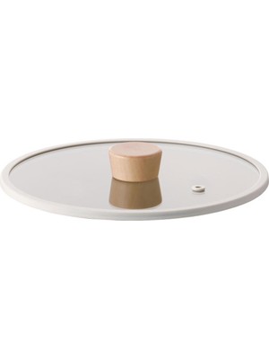 Neoflam Fika 26CM Düz Silikon Çerçeveli Cam Kapak Bej