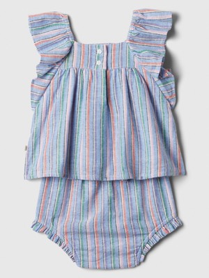 Gap Erkek Bebek Mavi Keten Karışımlı 2'li Outfit Set