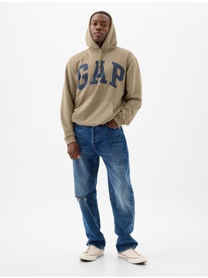 Gap Erkek Bej Gap Logo Fransız Havlu Kumaş Sweatshirt