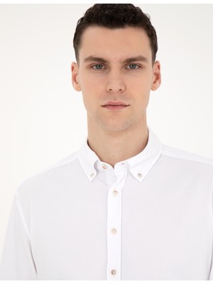 Pierre Cardin Erkek Beyaz Slim Fit Uzun Kollu Gömlek 50284109-VR013