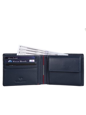 Roncato Erkek Cüzdan & Kartlık 41263323 Roncato Boston Small Horizontal Wallet With Coins Pocket Navy Blue