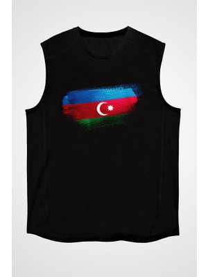 Darkhane Azerbaycan - Azerbaijan Siyah Unisex Kolsuz Tişört Kesik Kol T-Shirt